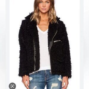 UNIF Small Poodle Faux Fur Moto Jacket Black